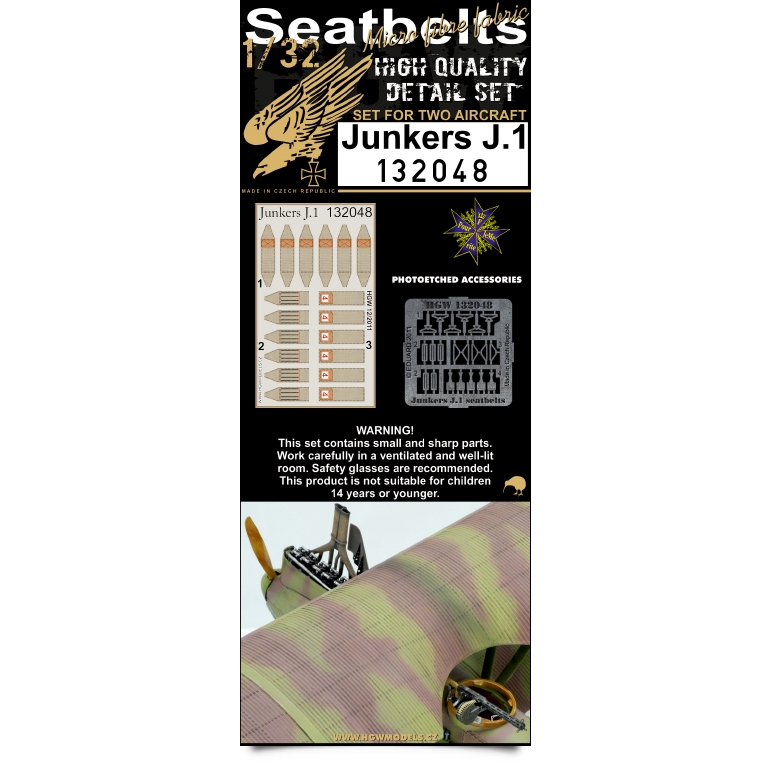 1/32 Junkers J.1 - Fabric Seat Belts  - 2 sets Wingnut Wings