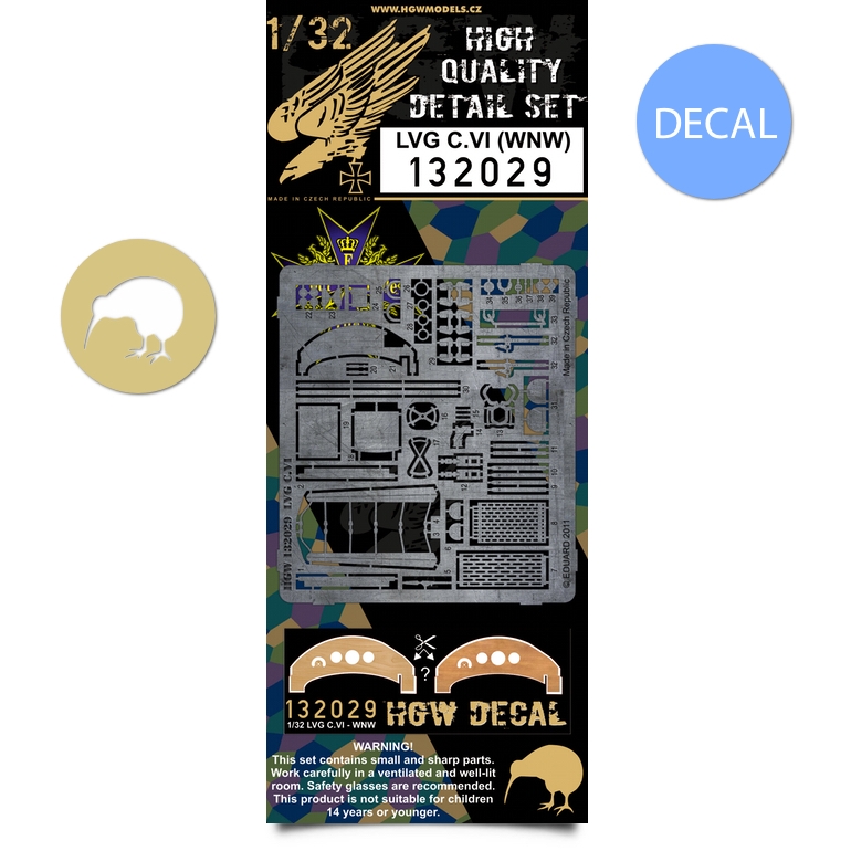 1/32 LVG C.VI + Decal - Photo-etched Sets  - instr. panel, engine, machine gun, gun ring details + i