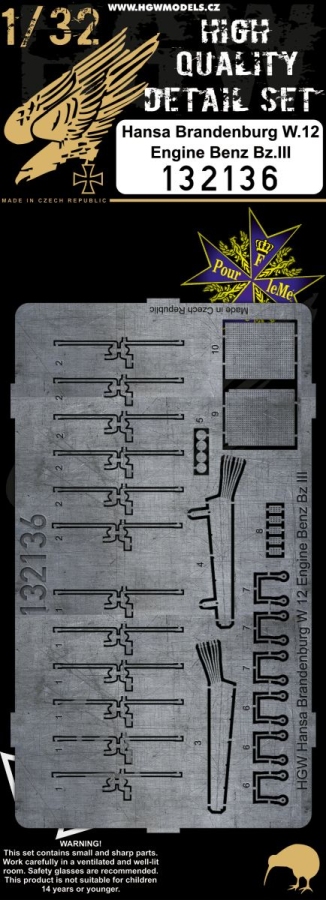 1/32 Hansa-Brandenburg W.12 Engine - Photo-etched Sets  - Benz Bz. III Wingnut Wings