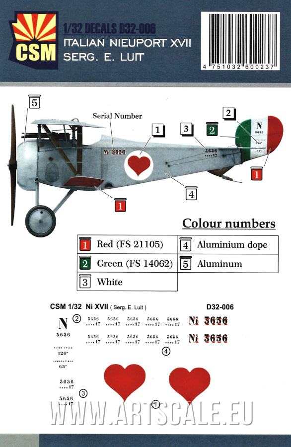 1/32 ITALIAN NIEUPORT XVII SERG. E. LUIT