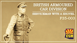 1/35 British Armoured Car Division Serviceman with a shovel