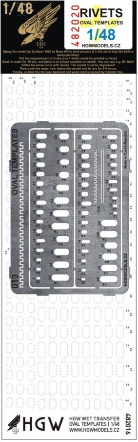 1/48 Oval Templates (Plus) - Free Lines of Rivets - incl. 482016 + PE scribing template