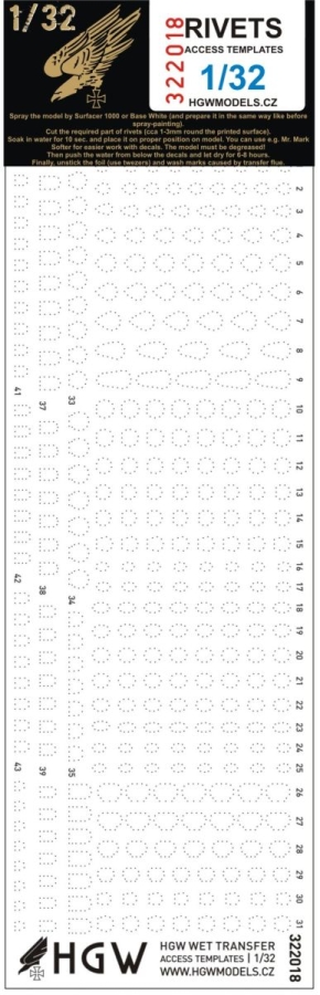 1/32 Access Templates - Free Lines of Rivets - other patterns in 1/32 scale