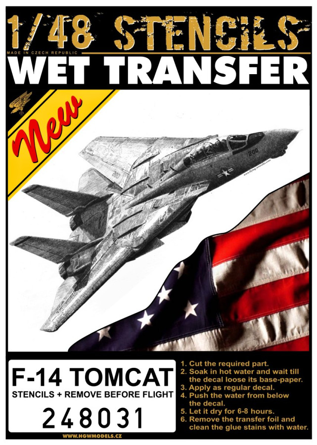 1/48 F-14 Tomcat Stencils + RBF - Wet Transfers - stencils + both sided RBF (Easybelts techn.)