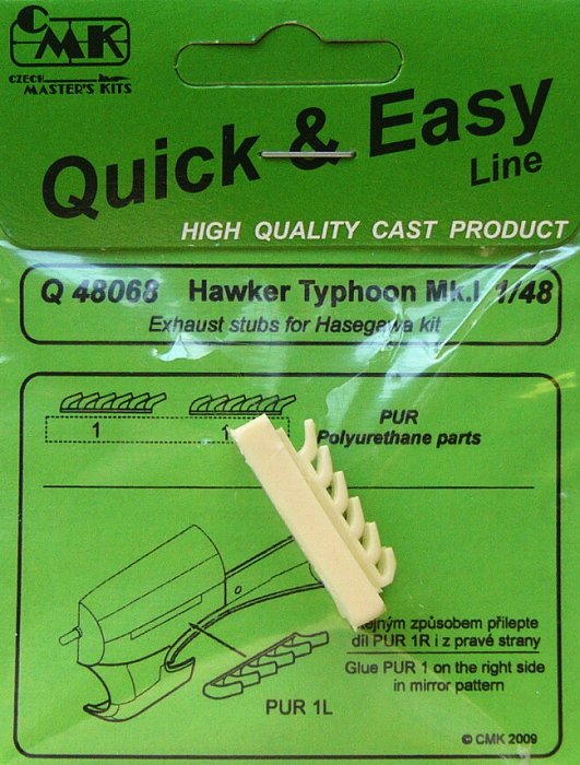 1/48 Hawker Typhon Mk.I exhaust stacks HAS