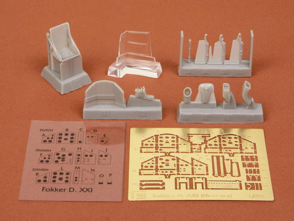 1/48 Fokker DXXI detail set - Resin + PE for Classic A/Spec.Hobby