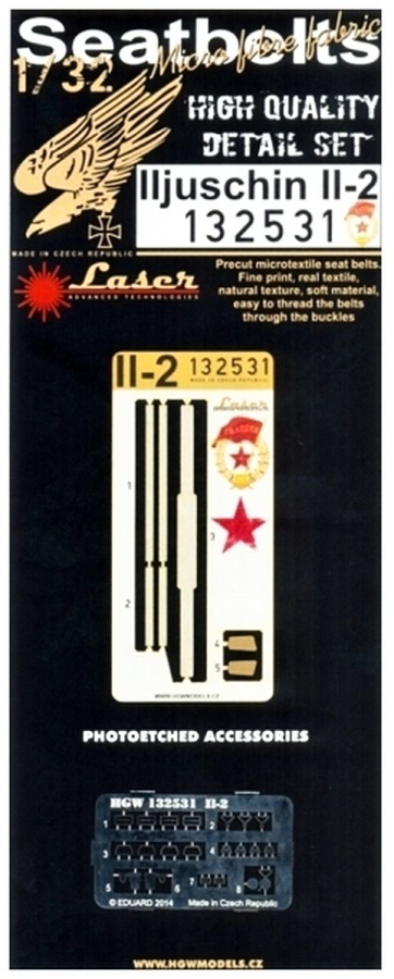 1/32 Iljuschin Il-2 - Fabric Seat Belts  - pre-cut (laser) HobbyBoss