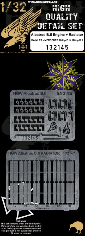 1/32 Albatros B.II - Engine + Radiator - Photo-etched Sets  - Wingnut Wings