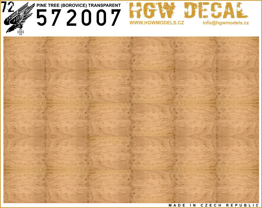 1/72 Pine Tree - Natural - Decals Wood Grain - transparent sheet: A5