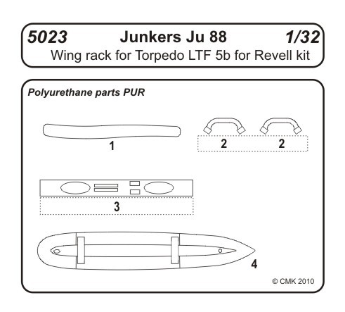 1/32 Junkers Ju 88A Wing rack for Torpedo LTF 5b