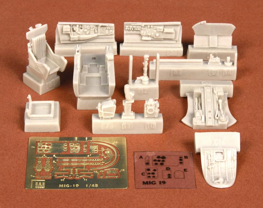 1/48 Míg-19PM cockpit set - Resin + PE for Trumpeter