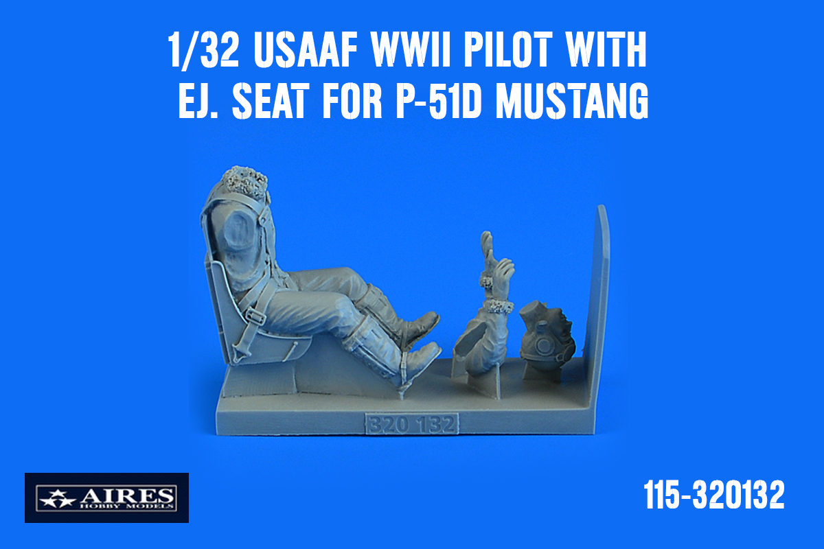 1/32 USAAF WWII Pilot with ej. seat for P-51D Mustang for TRU/TAM/HAS/REV/DRA/ZM kit