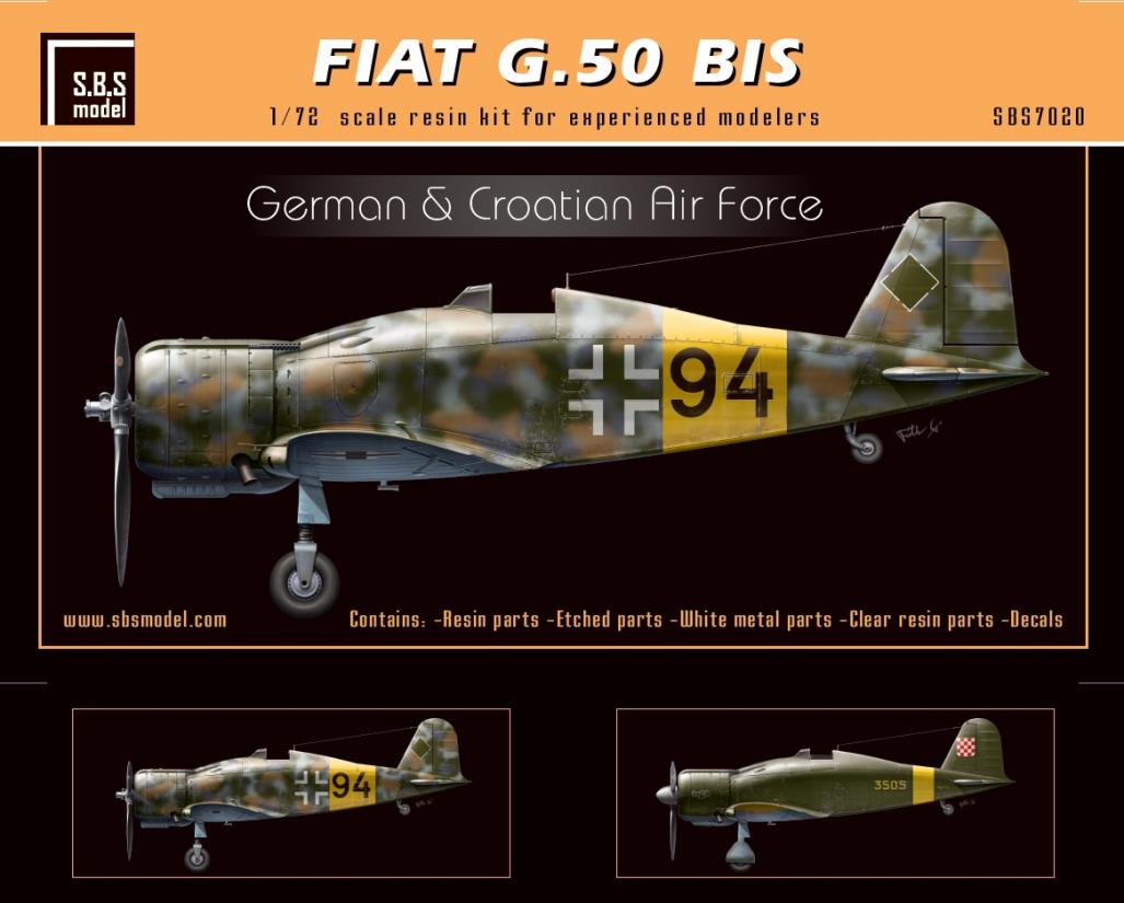 1/72 Fiat G.50 BIS 'German & Croatian Air Force' - Resin+PE+decal - Full resin kit