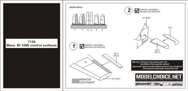 1/72 Bf 109E control surfaces