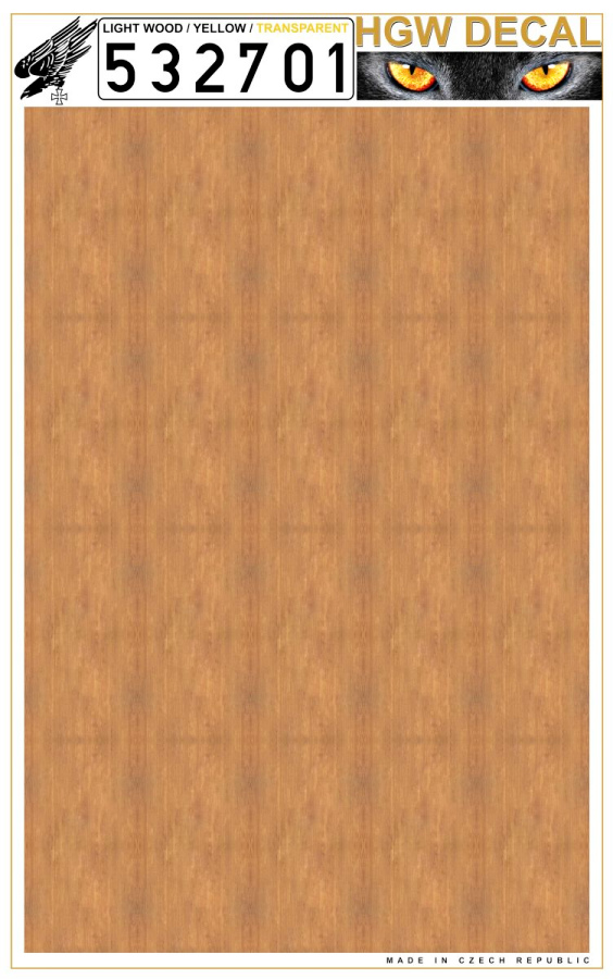 1/32 Yellow Light Wood - Decals Wood Grain - transparent no grid sheet: A4