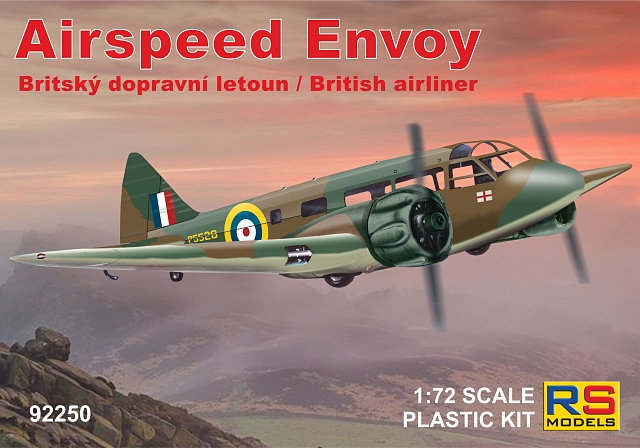 Plastikový model letadla 1/72 Airspeed Envoy 4 decal v. for Spain,  Nanking, RAF