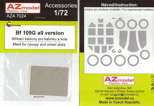 1/72 Bf 109G canopy mask