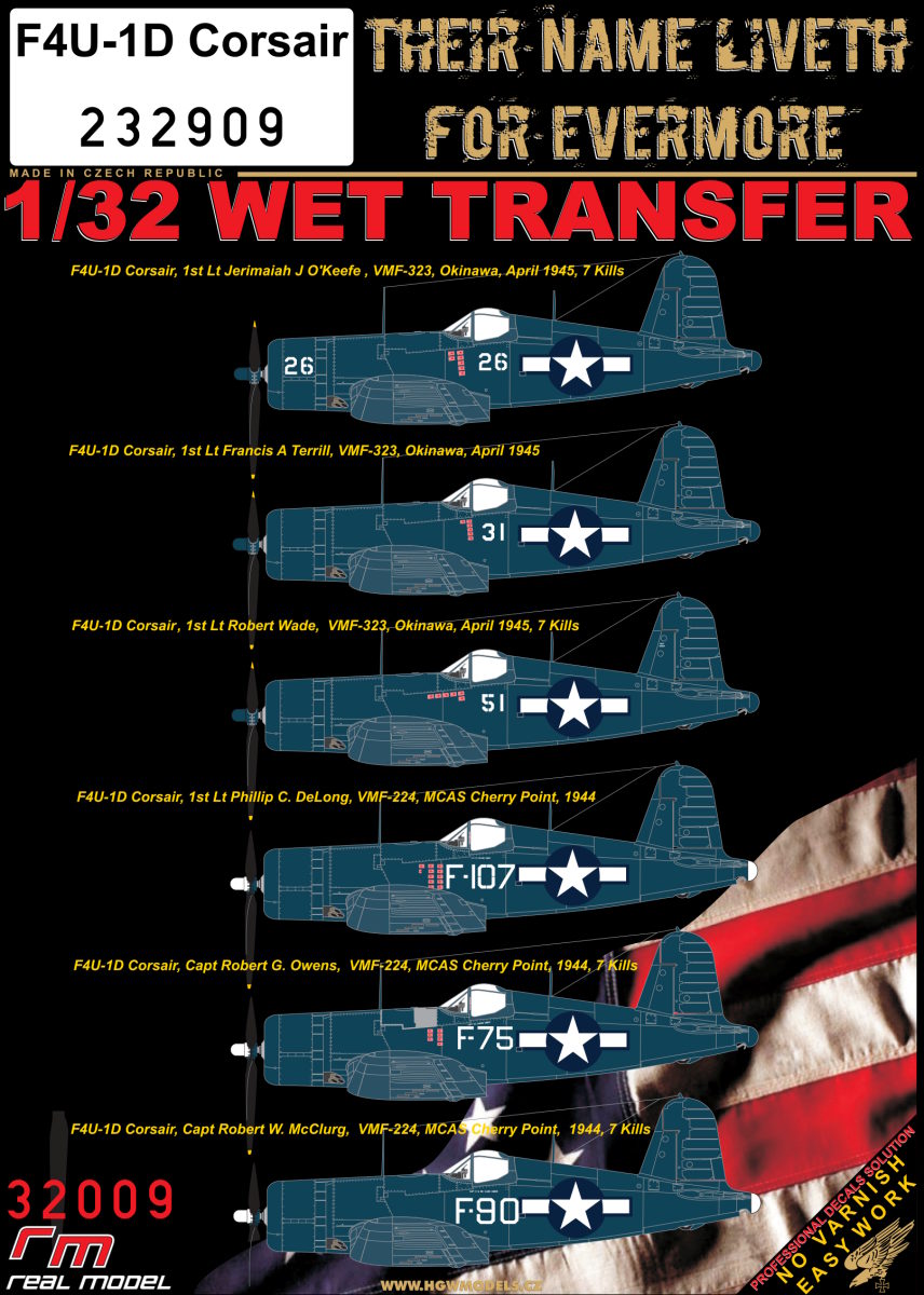 1/32 F4U-1D CORSAIR - Wet Transfers