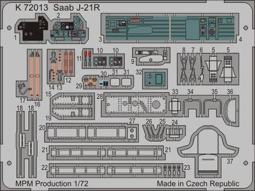 Sada fotoleptů pro plastikový model 1/72 SAAB J/A-21R