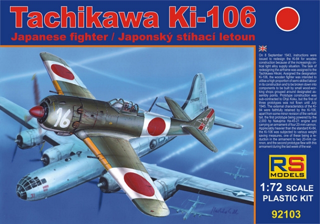 Plastikový model letadla 1/72 Tachikawa Ki-106 2 decal v. for Japan