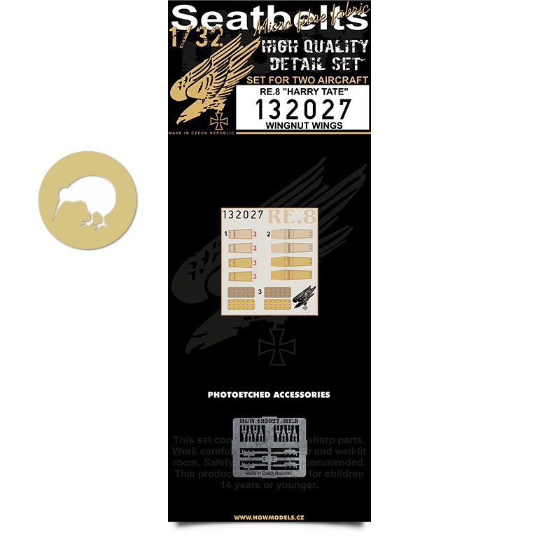 1/32 RE.8 Harry Tate - Fabric Seat Belts  - 2 sets Wingnut Wings