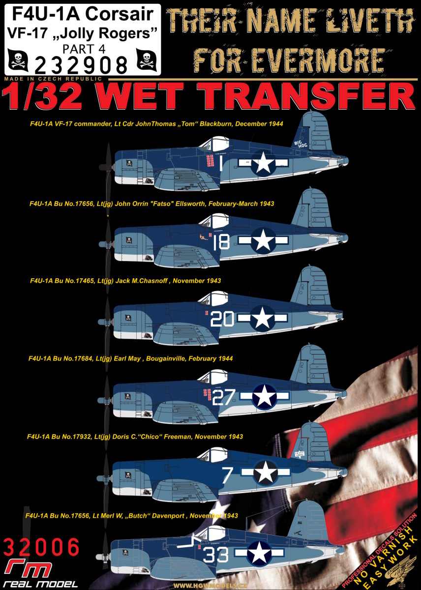 1/32 F4U-1A, VF-17 "JOLLY ROGERS" - PART 4 - Wet Transfers