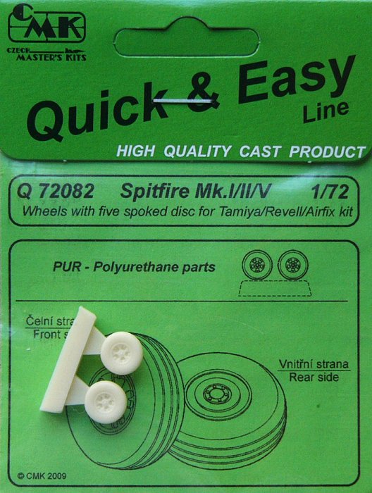 1/72 Spitfire Mk.I/II/V wheels with 5 spoked disc