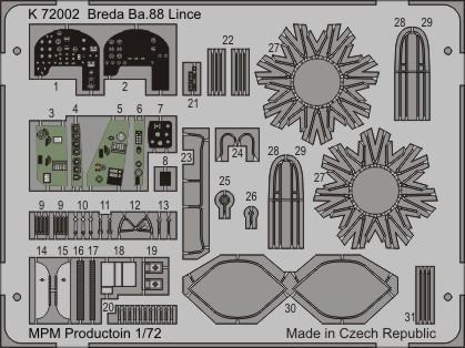 Sada fotoleptů pro plastikový model 1/72 Breda Ba.88 Lince