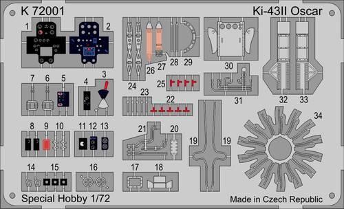 Sada fotoleptů pro plastikový model 1/72 Ki-43 II Oscar