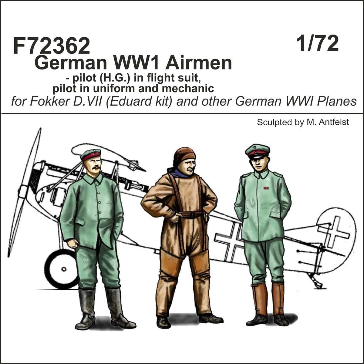 1/72 German WW1 Airmen - pilot (H.G.) in flight suit, pilot in uniform and mechanic