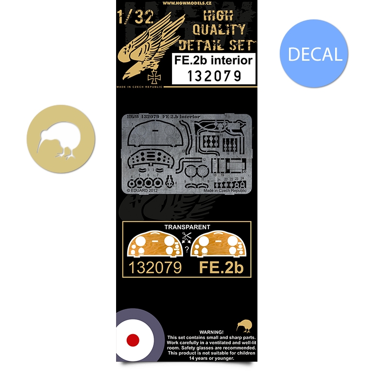 1/32 FE.2b - Interior + Decal - Photo-etched Sets  - inc. instr. panel decal Wingnut Wings