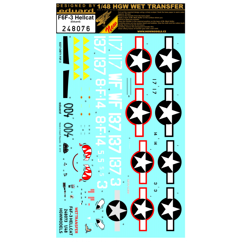 1/48 F6F-3 Hellcat - Markings - Wet Transfers - Eduard