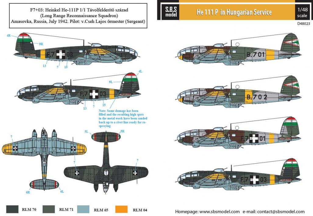 1/48 Heinkel He-111 Hungarian Air Force WW II - Decals 