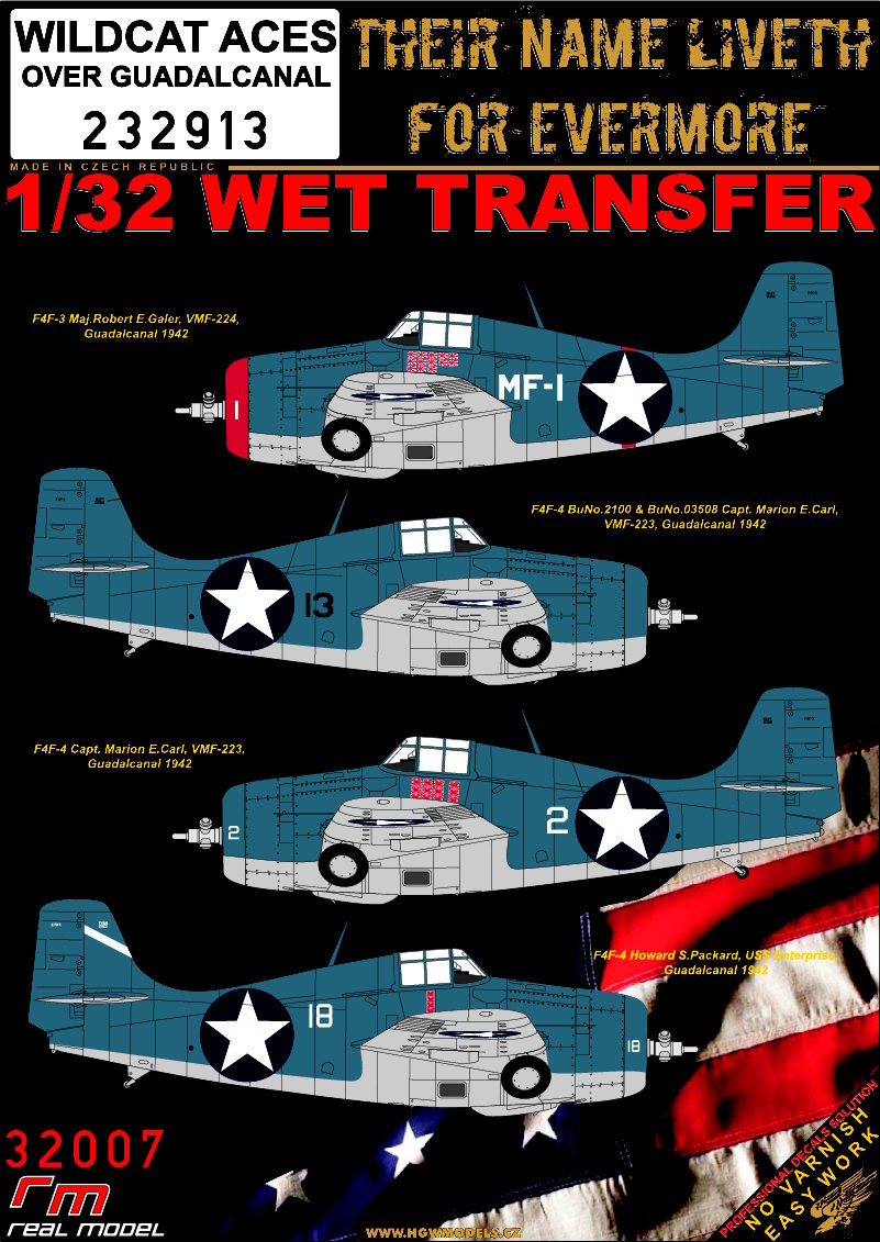 1/32 WILDCAT ACES over Guadalcanal - Wet Transfers