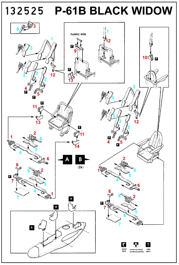 1/32 P-61B Black Widow - Fabric Seat Belts  - pre-cut (laser) HobbyBoss