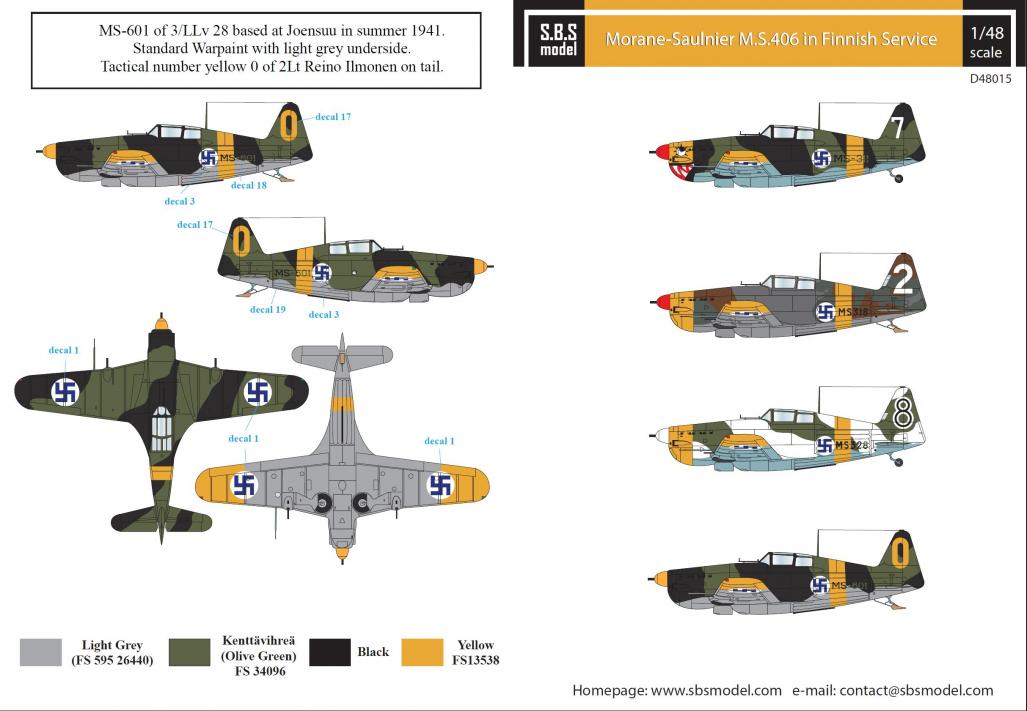 1/48 Morane-Saulnier MS. 406 Finnish Air Force WW II - Decals 