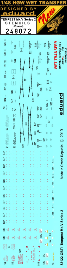 1/48 Hawker Tempest Mk.V Series 2 - Stencils - Wet Transfers - Eduard