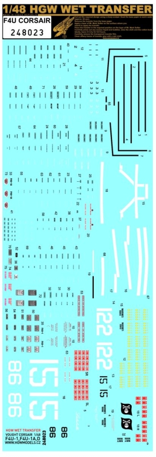 1/48 F4U Corsair Stencils - Wet Transfers