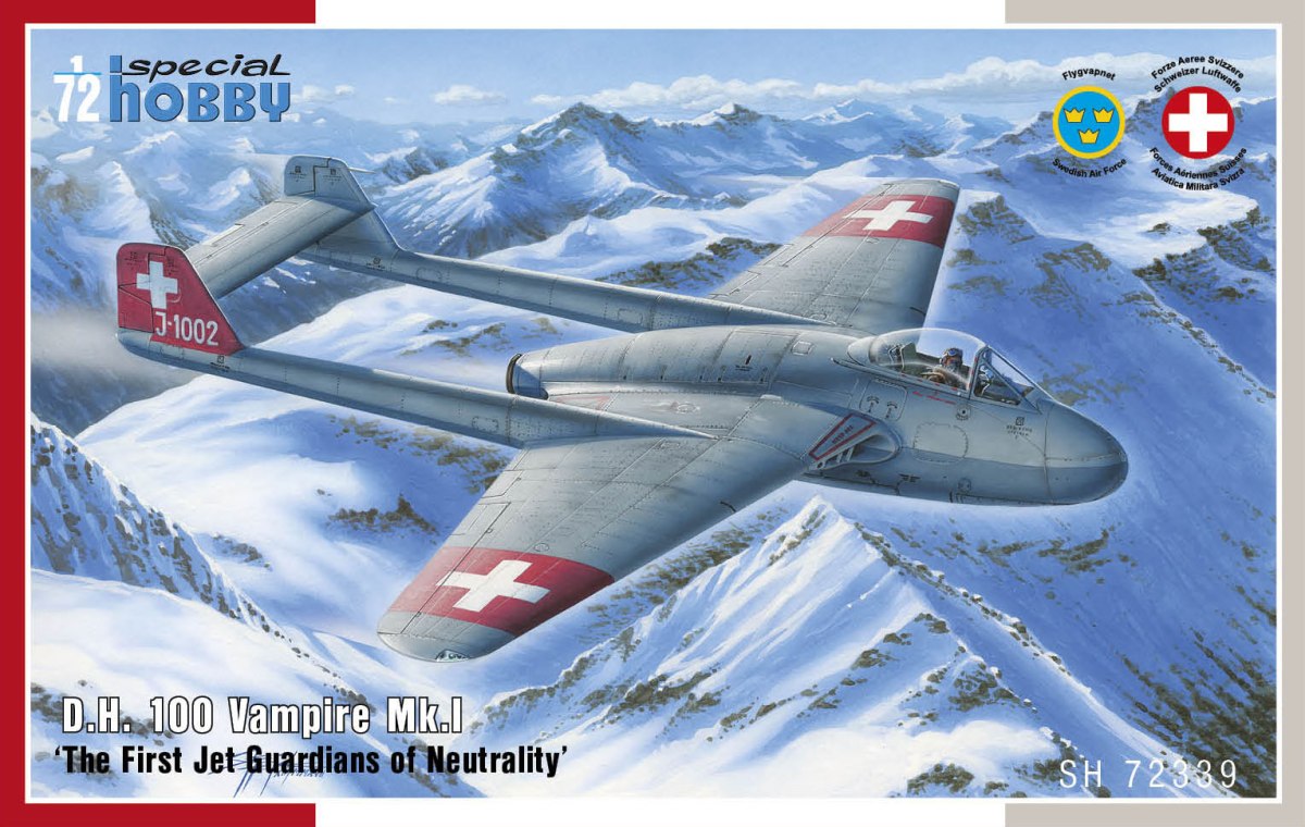 Plastikový model letadla 1/72 DH.100 Vampire Mk.I The First Jet Guardians o