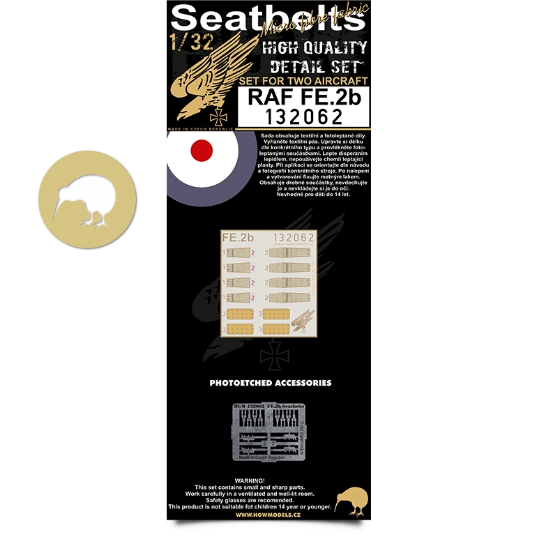 1/32 RAF FE.2b - Fabric Seat Belts  - 2 sets Wingnut Wings