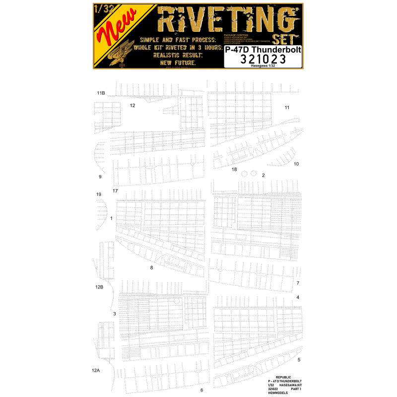 1/32 P-47D Thunderbolt - Super Riveting Set - Riveting Sets - Hasegawa