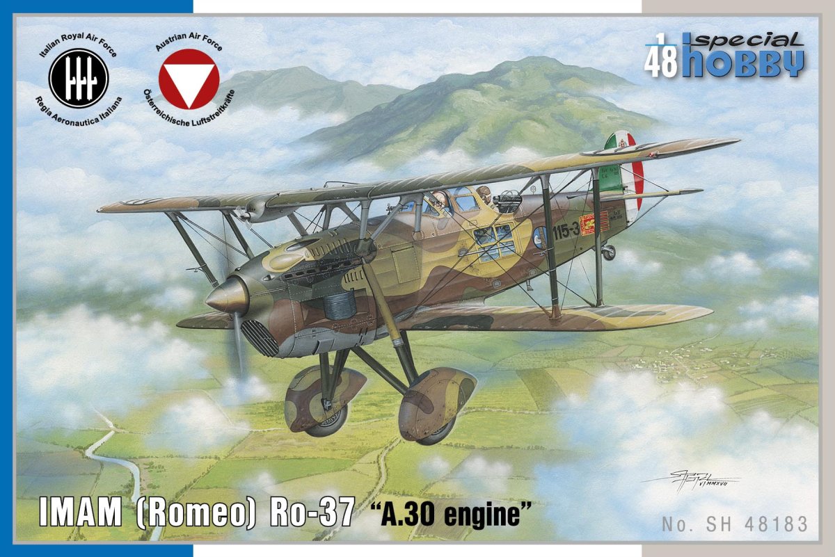 Plastikový model letadla 1/48 IMAM (Romeo) Ro.37 A30 engine