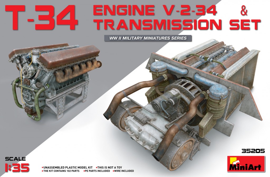 1/35 T-34 Engine(V-2-34) & Transmission Set