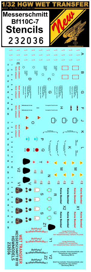 1/32 Bf 110 - Stencils - Wet Transfers