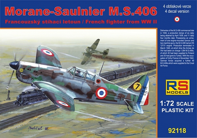 Plastikový model letadla 1/72 Morane Saulnier MS.406 France  4 decal v. for France