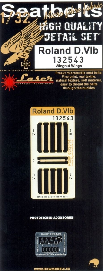 1/32 Roland D.VIB - Fabric Seat Belts  - pre-cut (laser) Wingnut Wings