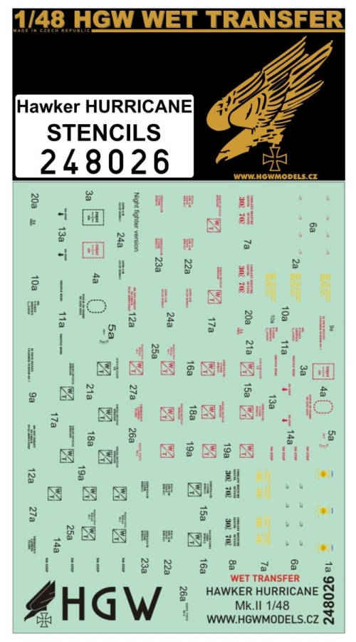 1/48 Hurricane Stencils - Wet Transfers - 