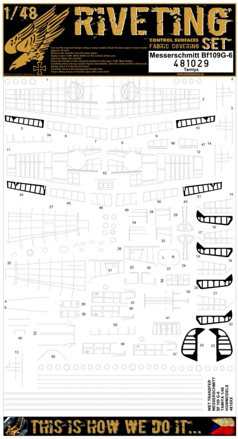 1/48 Messerschmitt Bf 109G-6 - Riveting Sets - Tamiya