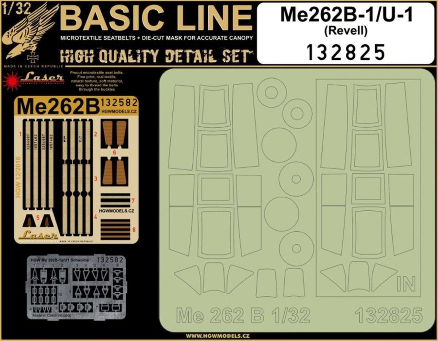 1/32 Messerschmitt Me 262B-1 / U-1 Schwalbe - Basic Line - BASIC LINE: seatbelts + masks Revell