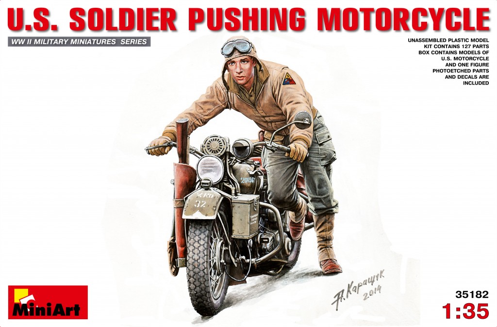 1/35 U.S.Soldier Pushing Motorcycle 